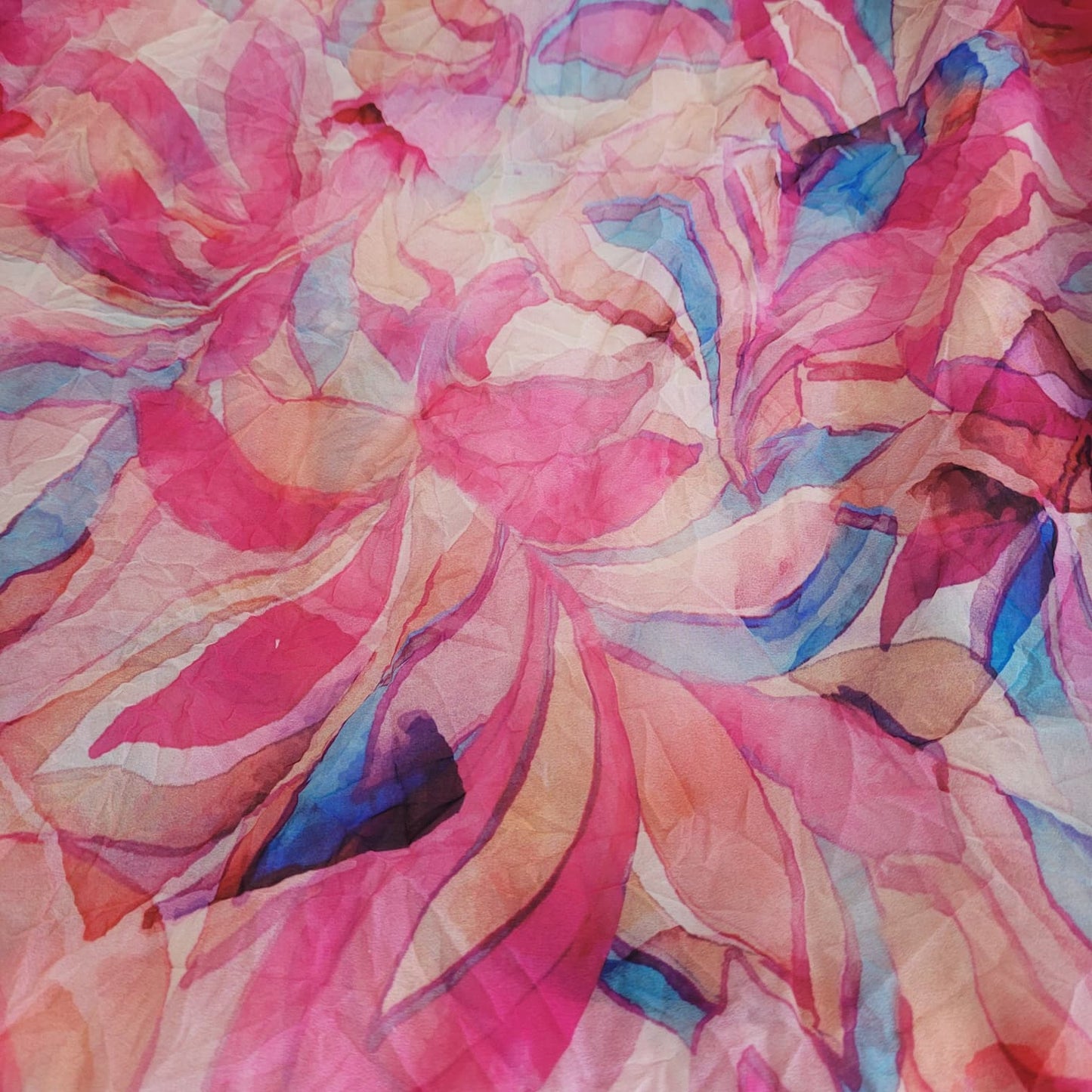 Retal gasa chiffon floral crinkle – Color rosa 2 metros x 1,5m (ancho)