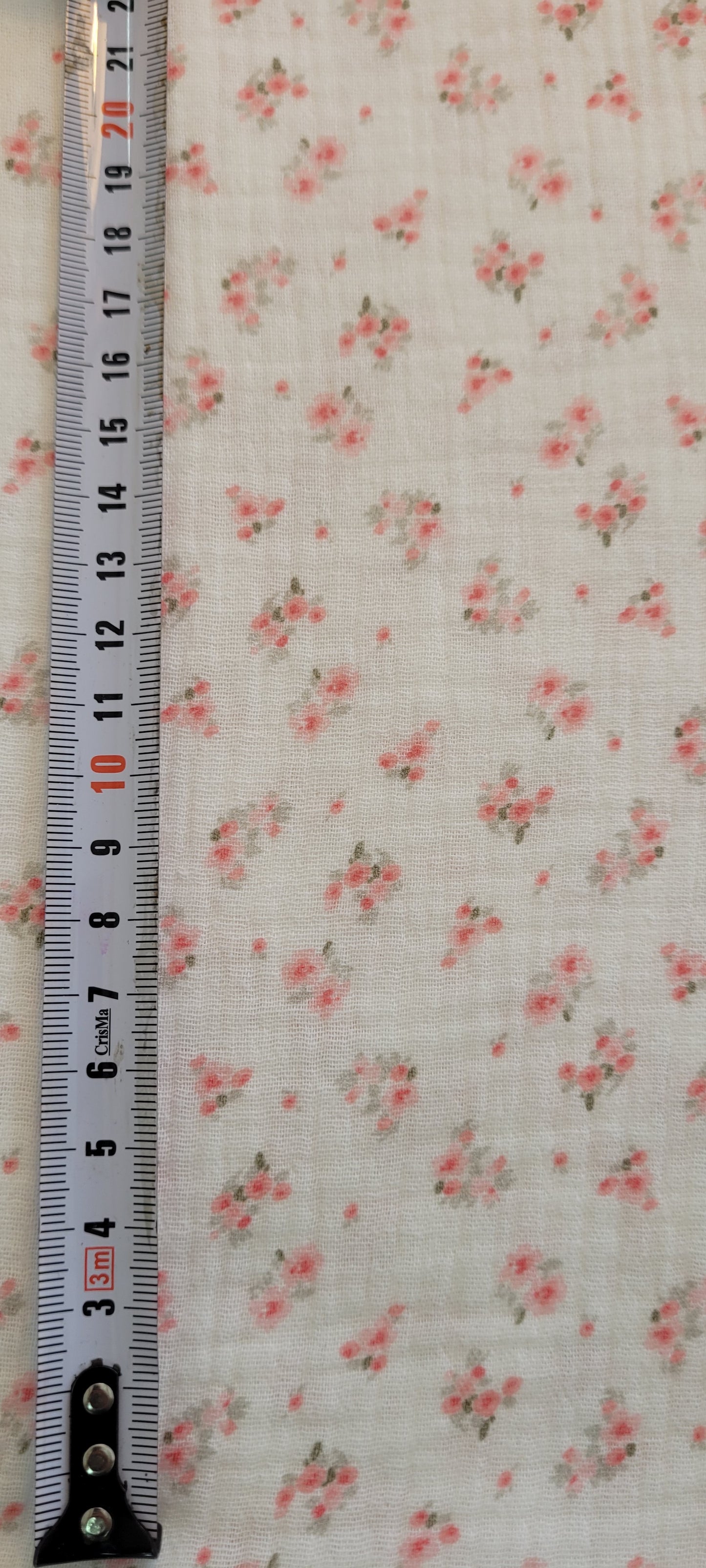 Doble Bambula de Algodón (Muselina) Estampada Flores Naranja Fondo Crudo