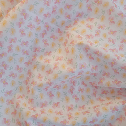 Popelín de algodón estampado flores pequeñas infantil 3 – [Rosa/amarillo]