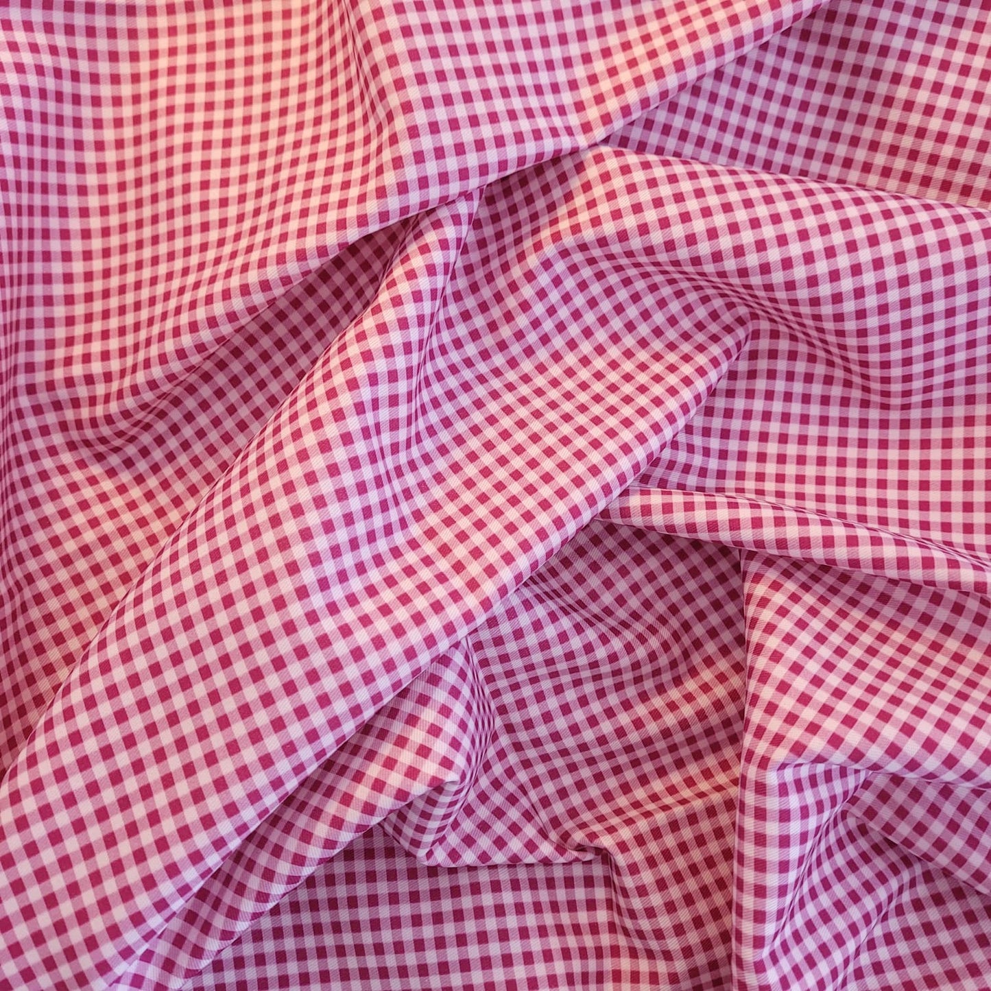 Viella de Algodón Estampada Cuadro vichy  – 145 gsm Fucsia