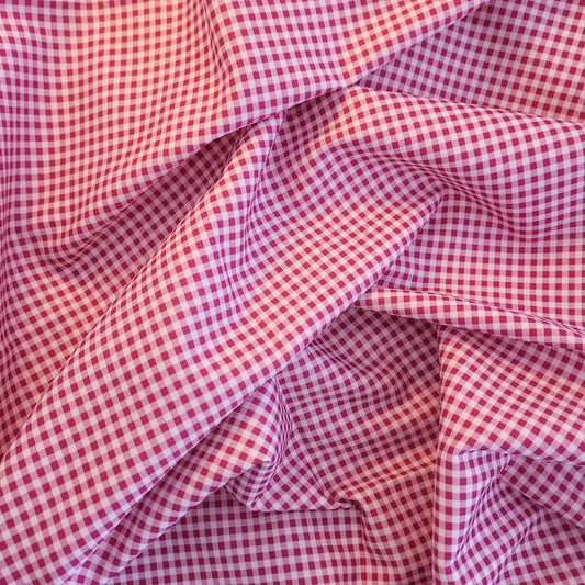 Viella de Algodón Estampada Cuadro vichy  – 145 gsm Fucsia