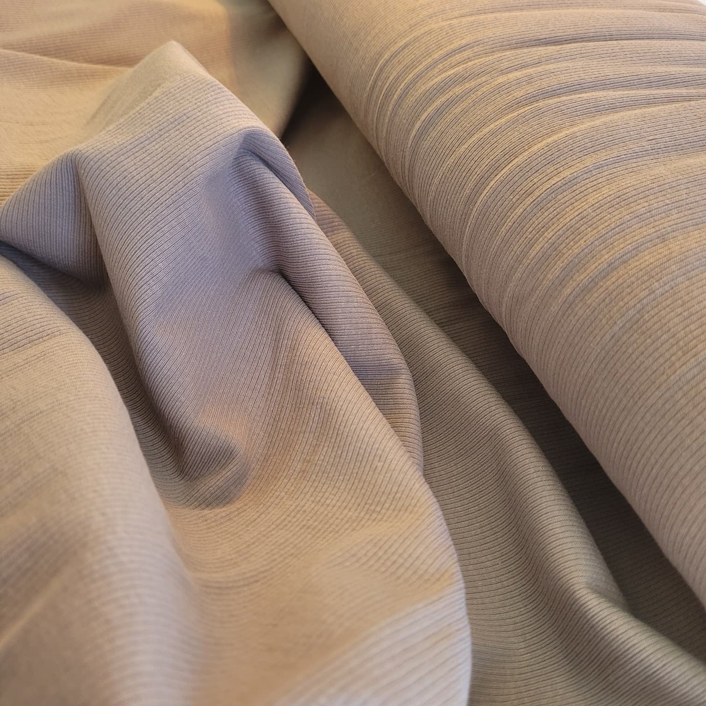 Rib jersey (canalé) 240 GSM – Punto elástico de algodón con elastán color Gris