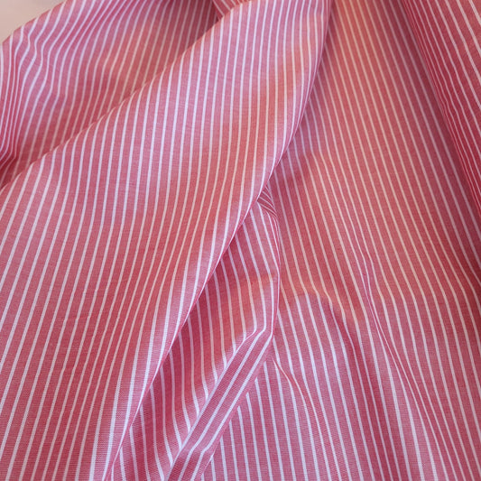 Tejido de rayas crudo sobre rojo – algodón ligero | Edición limitada