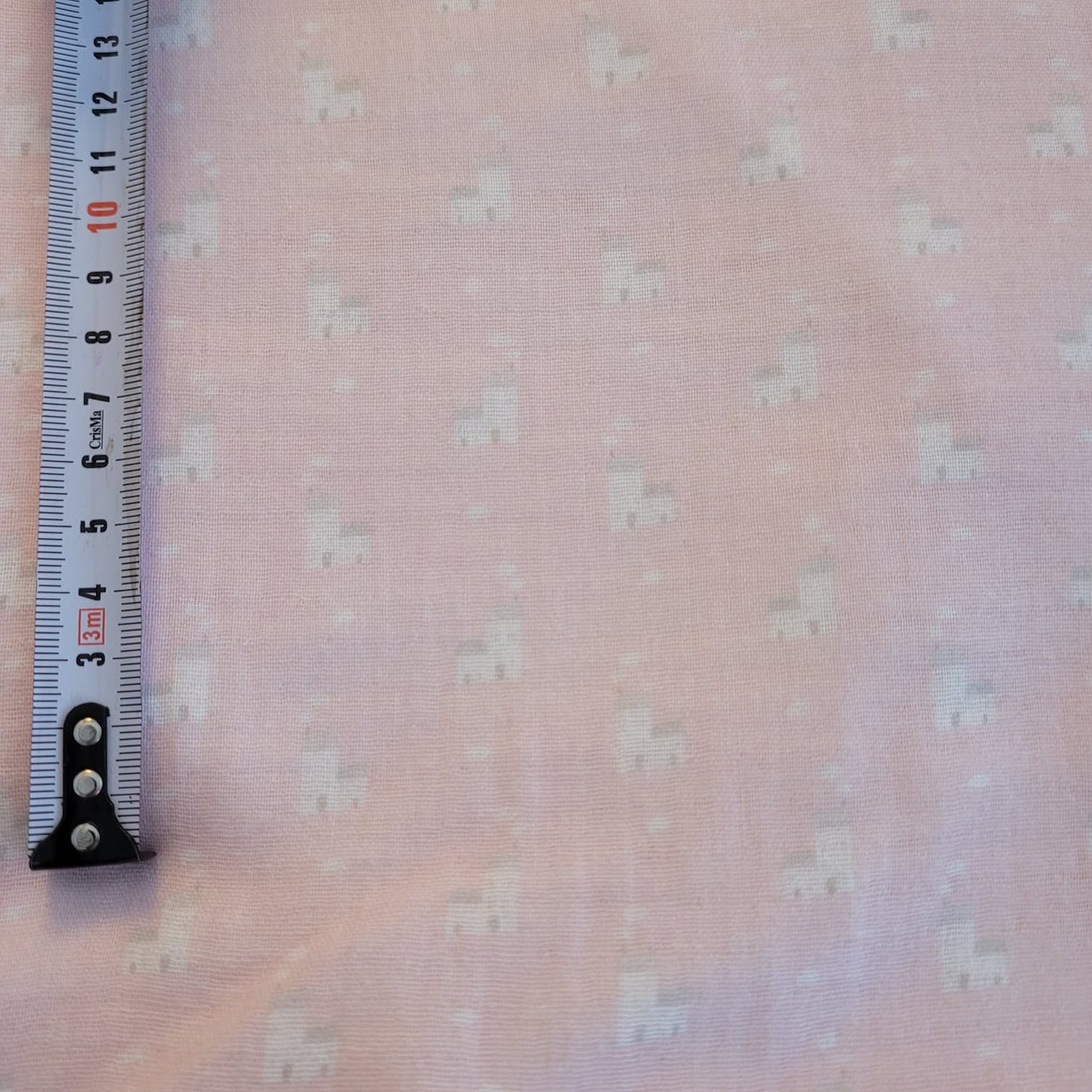 Doble Bambula de Algodón (Muselina) Estampada Casitas Blancas sobre Fondo Rosa Claro