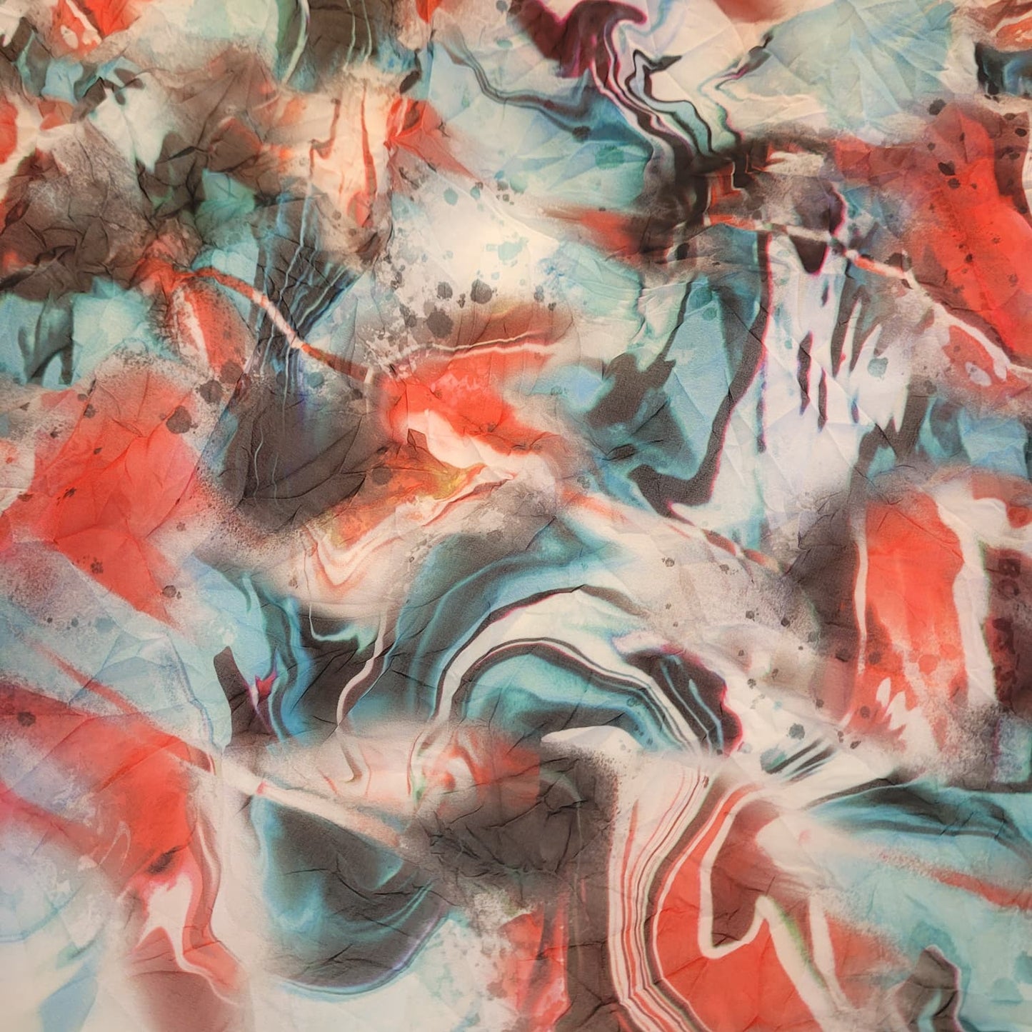 Retal gasa chiffon floral crinkle – Color rojo 1 metro x 1.5 m (ancho)